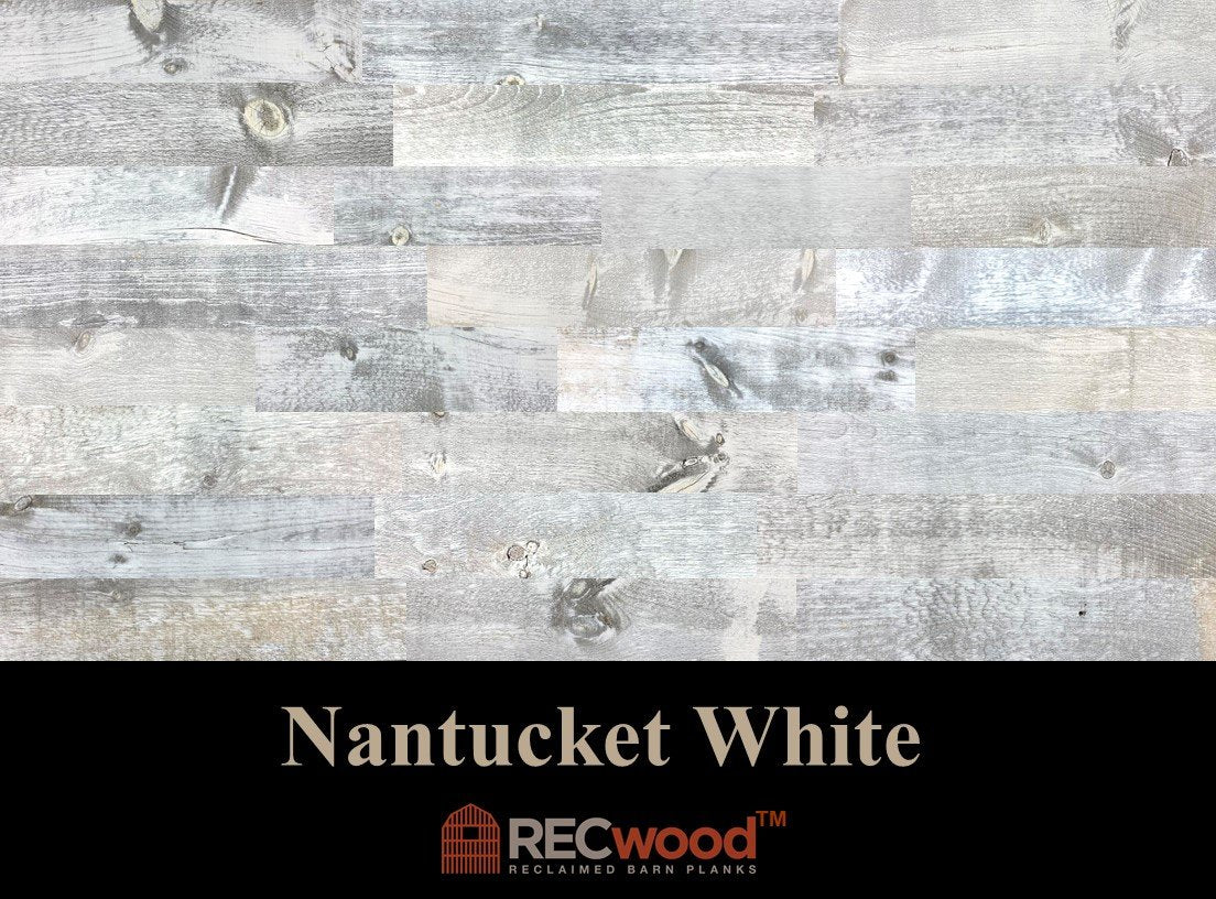 Nantucket White 5 inch Reclaimed Wood Panels - 10 sqft - RECwood™ Planks
